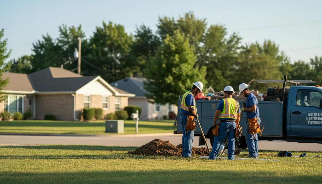 Residential water line and bathroom plumbing service in Howe, OK